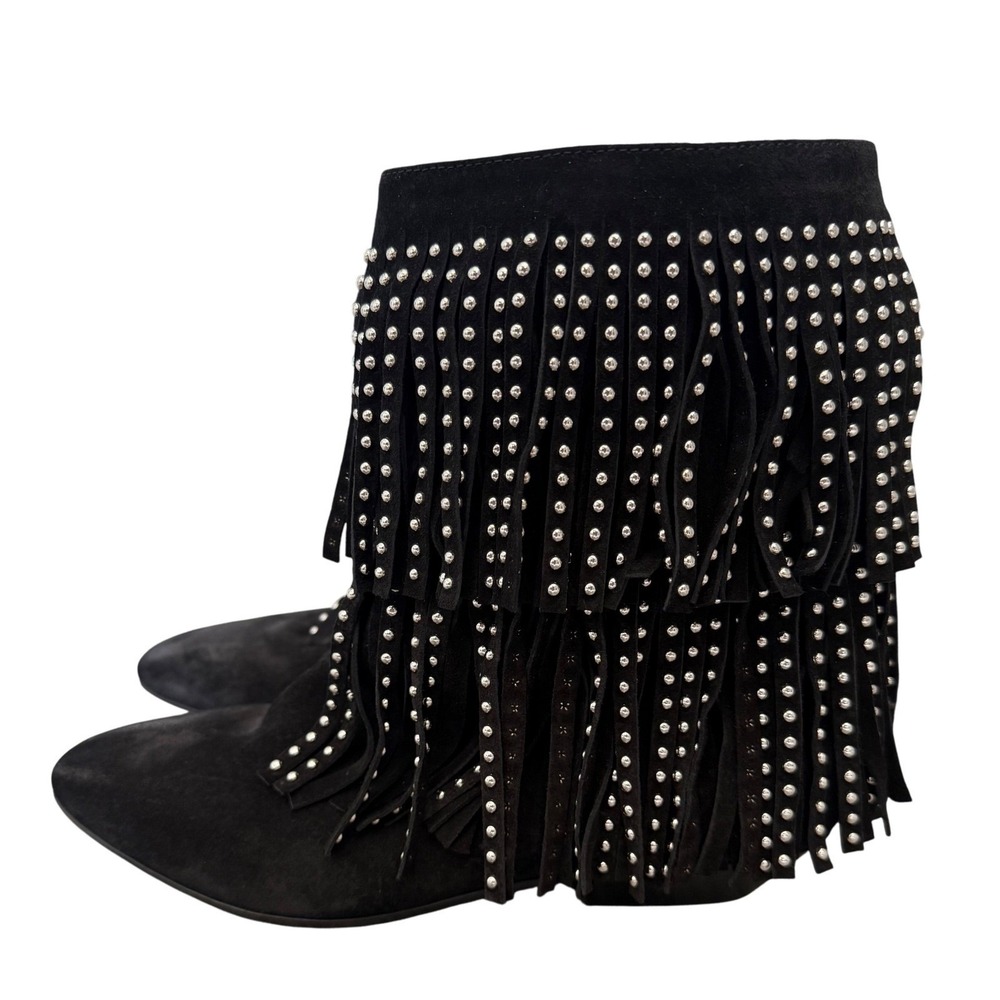 Saint Laurent RARE Studded Fringe Suede Boots EU 38 Festival Boho YSL Coachella - Picture 3 of 14